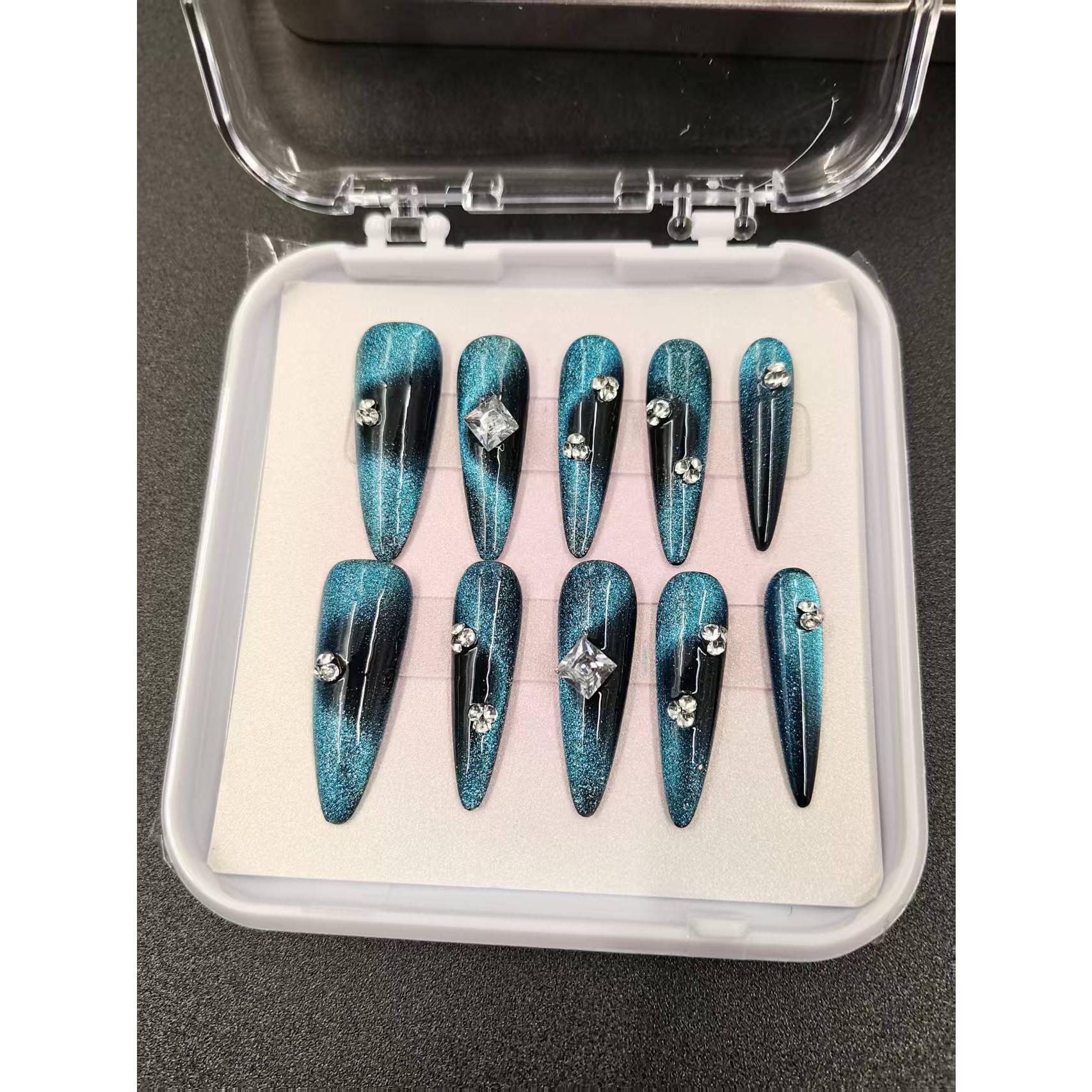 1051- Handmade press on nails fake nails removable Handmade Drawing Nails